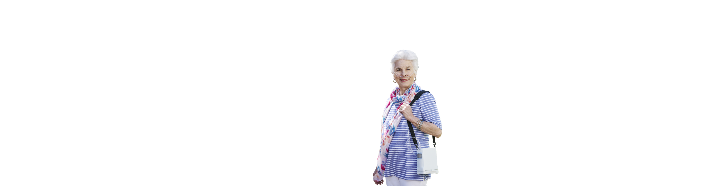 Inogen Portable Oxygen Concentrator Lady in Blue